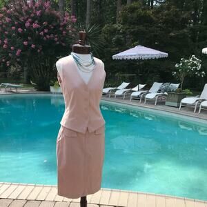 SANDRA ANGELOZZI SKIRT AND Waist Coat VEST BLUSH Western EUC SIZE 36